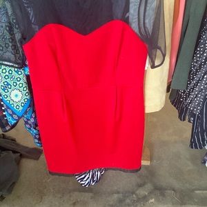 Red and black short sleeve dress